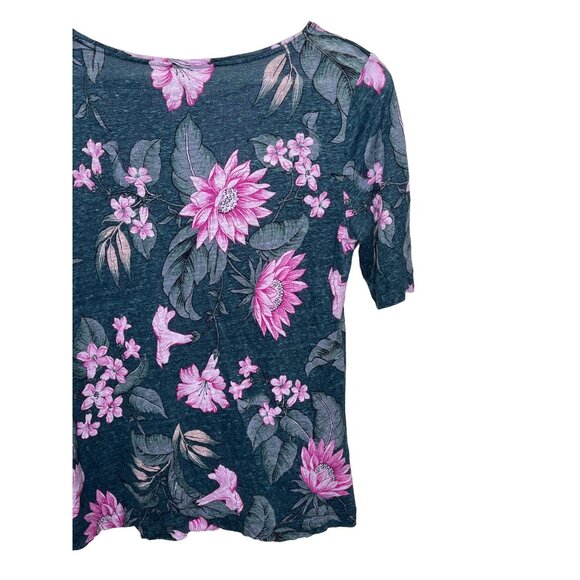 Ann Taylor Green Linen Floral Blouse Small Garden Casual Work Spring Summe - Picture 12 of 13